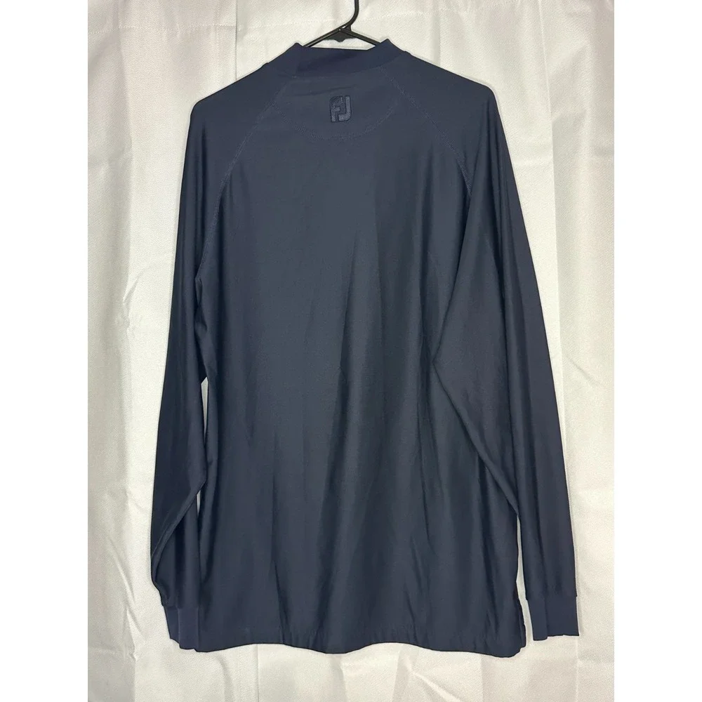 FootJoy FJ Golf Pullover Wind Shirt M Blue Mock Neck Long Sleeve Performance